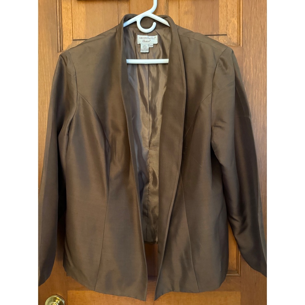 Adrianna Papell 2-PC 100% Silk Pant Set Womens Brown Size 20W Wedding Holiday - Picture 2 of 14